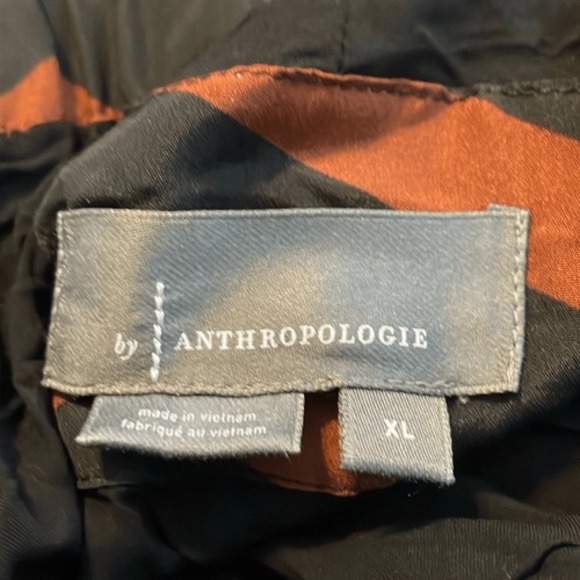 Anthropologie Valerie Pleated Midi Skirt Black Brown Motif Geometric Print XL - Picture 8 of 8